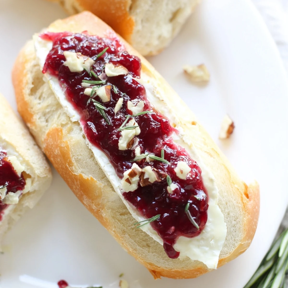Delicious, easy-to-make Cranberry and Brie Crostini, a delightful appetizer ready for holiday celebrations.