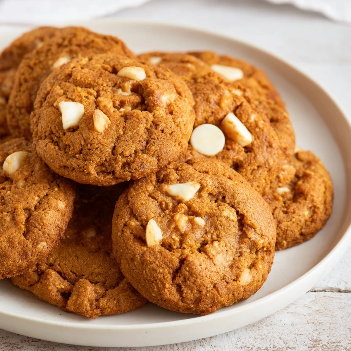 Warm, inviting photo of perfectly baked Soft and Chewy Pumpkin Spice Cookies, ready to be enjoyed.