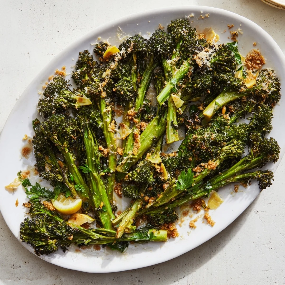 Crispy edges and melted Parmesan: A close-up of delicious Simple Garlic and Parmesan Roasted Broccoli.