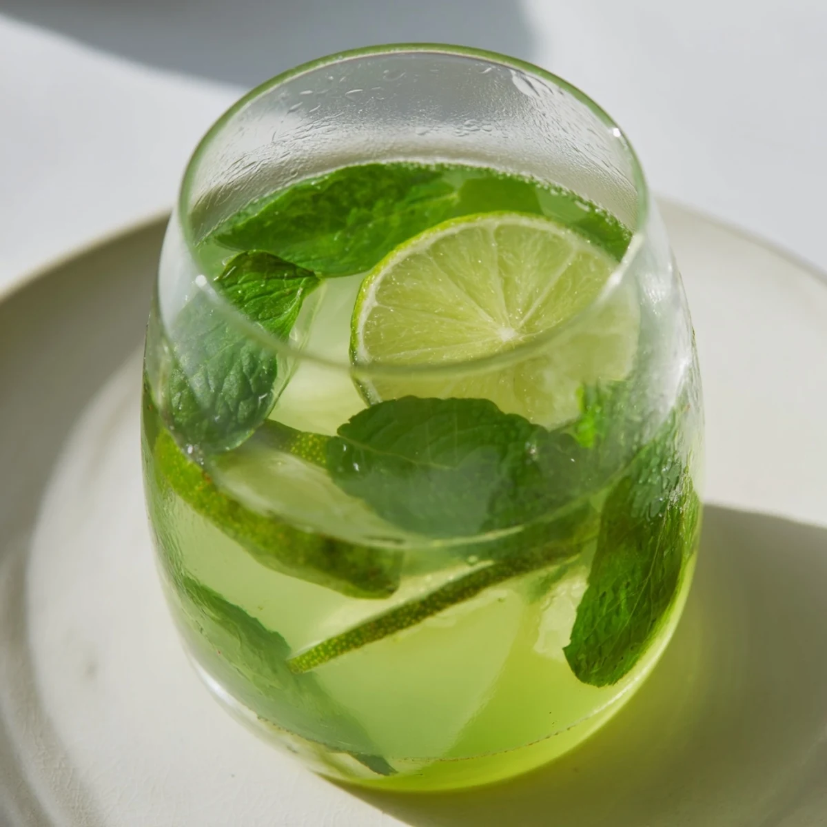 This vibrant photo shows a pitcher of chilled Mint Lime Agua Fresca with ice, ideal for summer.