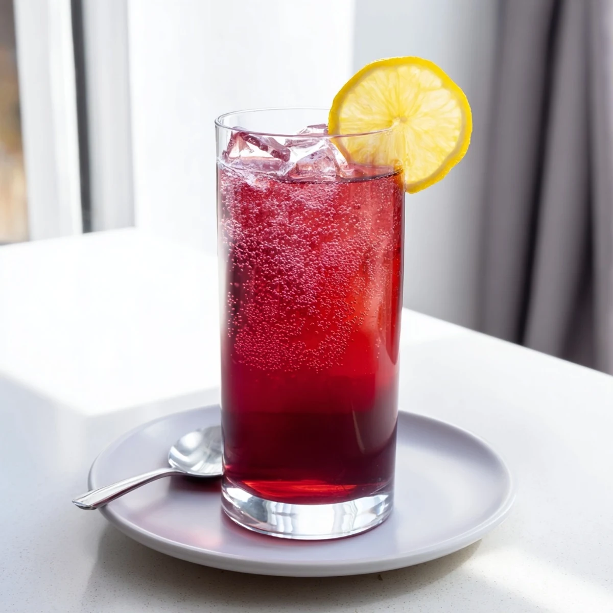 Refreshing Sleepy Girl Mocktail with tart cherry juice, a calming and bubbly bedtime beverage.