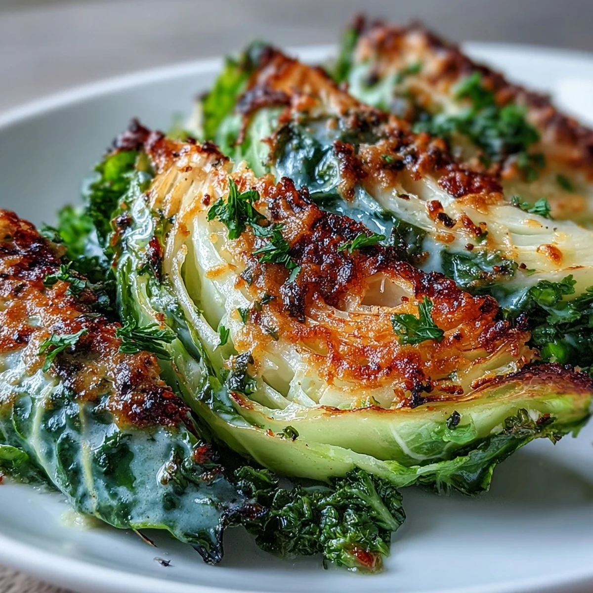 Golden Roasted Garlic Parmesan Cabbage Wedges with crispy, caramelized edges and melted cheese.