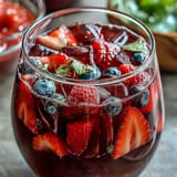 Refreshing Iced Hibiscus Berry Tea, served chilled with mint garnish.
