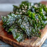 Crispy seaweed snack chips with sesame and sea salt, baked golden and delicious.