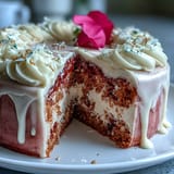 A beautiful Bridal Shower Rosé Velvet Cake, ready for serving with its luscious pink hue.