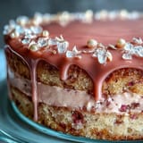 A stunning Bridal Shower Rosé Velvet Cake, artfully decorated with shimmering gold.