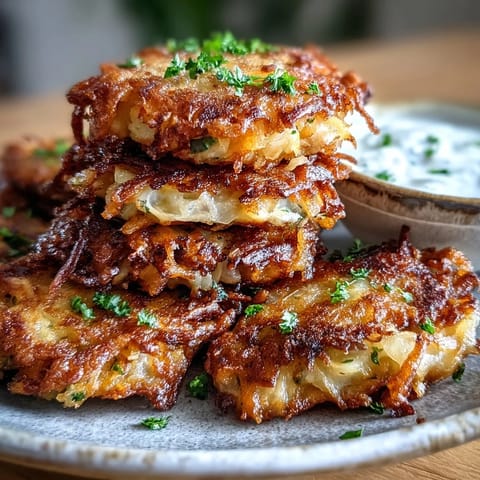 Golden-brown Cabbage Fritters With Dipping Sauce rest on a rustic plate, steaming slightly and ready to be enjoyed as a snack.