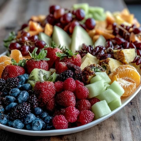 A vibrant fruit table with edible flowers, perfect for a grad party celebration.