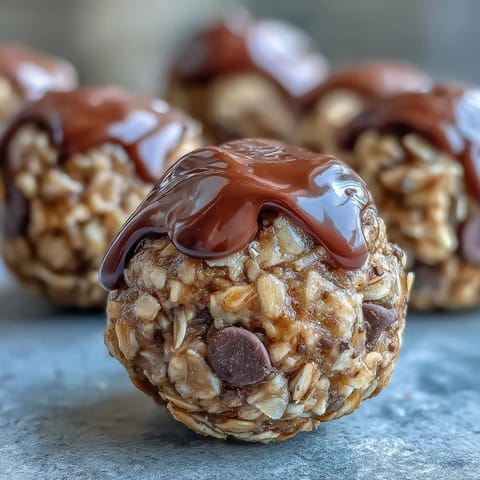 Easy no-bake oat bites with peanut butter, chewy and wholesome, drizzled with honey and studded with mini chocolate chips.  