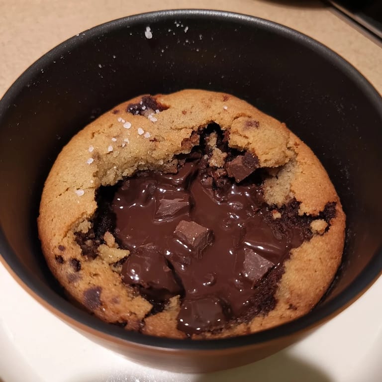 Golden-brown warm chocolate chunk skillet cookie, studded with melting chocolate, perfect for sharing.
