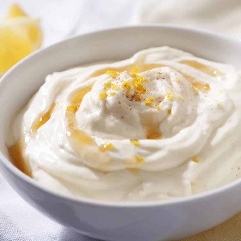 A close-up of a refreshing bowl of Greek Yogurt Fruit Dip, perfectly chilled and ready to enjoy.
