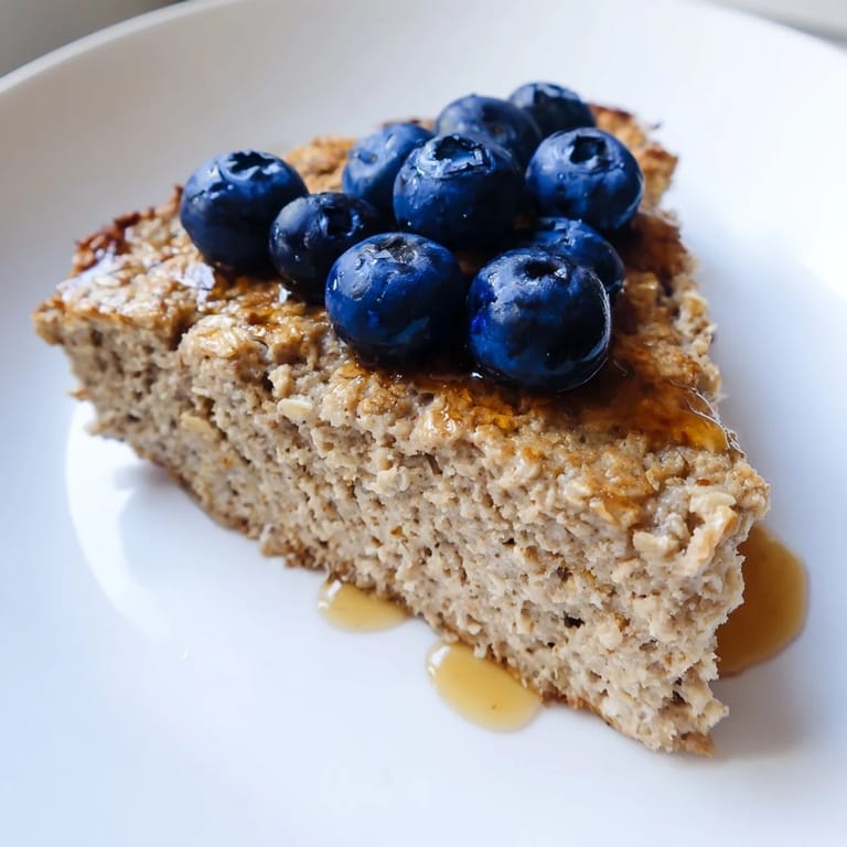 Close-up of baked Protein Pancake Oats, showcasing the texture and inviting everyone to enjoy a healthy meal.