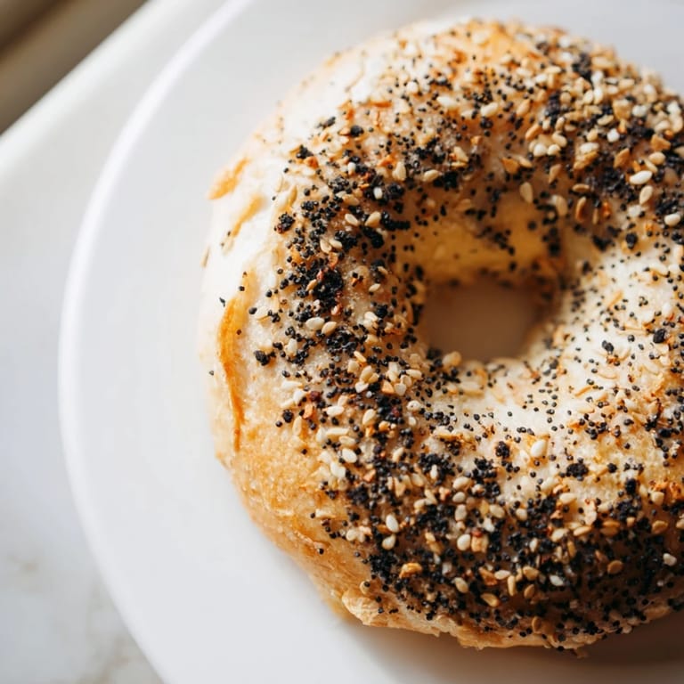 Homemade Everything Bagel Yogurt Bagels, ready to eat, with crispy edges and a perfect chewy texture.