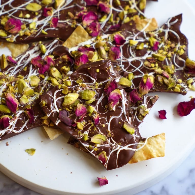 Delectable Pistachio Dubai Chocolate Bark, ready to break and enjoy, showcases layers of chocolate and nuts.