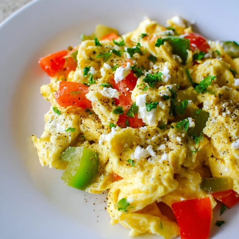 Turkish Menemen, a flavorful breakfast, served alongside crusty bread with fluffy scrambled eggs.