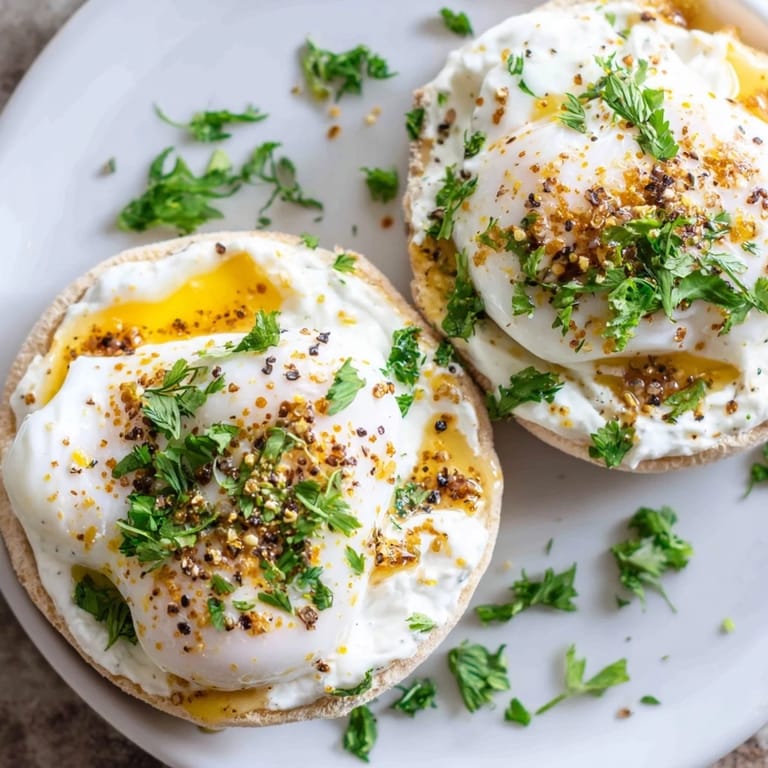A delightful plate of Çılbır Eggs Benedict; look at the richness of the spiced butter and fresh dill.
