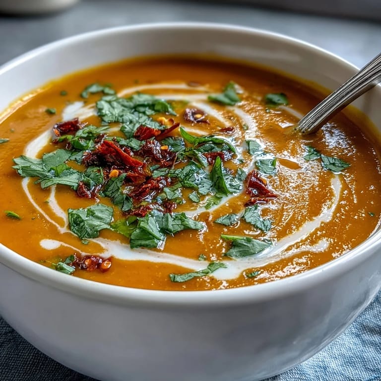 Vibrant orange Carrot, Celeriac, and Chilli Soup simmering in a pot with steam rising from the spiced broth.