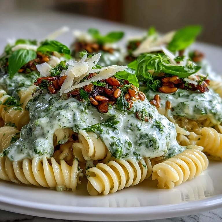 Golden-brown sunflower seeds blended into this luscious Creamy Sunflower Seed Pesto Pasta dish.