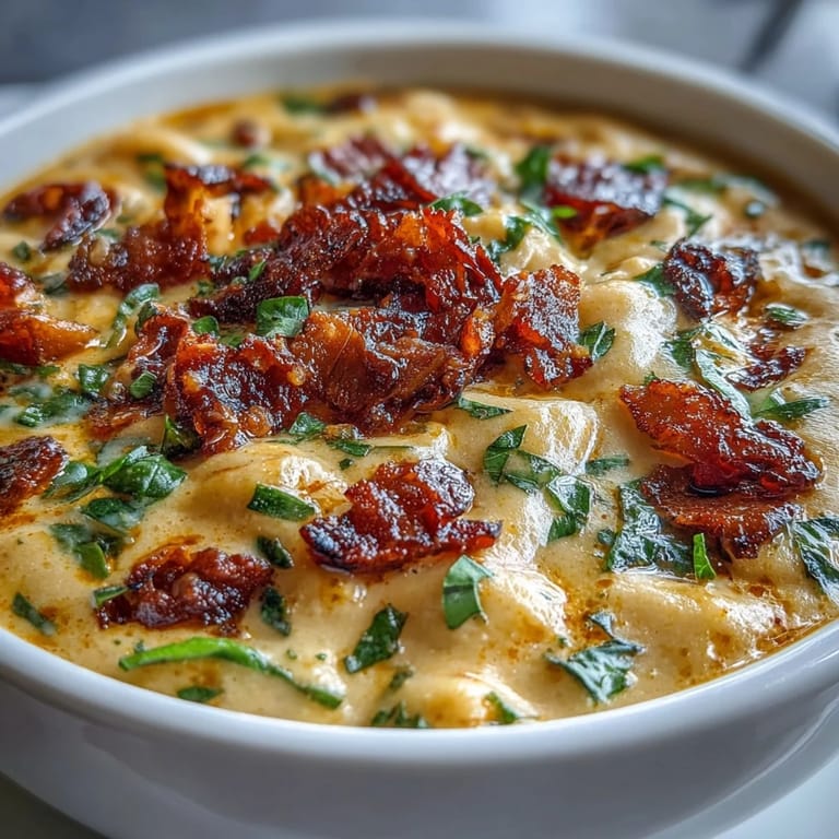 Close-up of Creamy Tuscan White Bean Soup drizzled with olive oil and Parmesan beside crusty gluten-free bread.