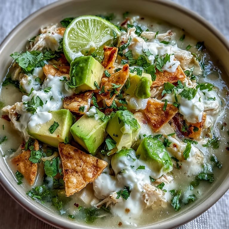 Steaming Creamy Chicken Tortilla Soup served with lime wedges and a spoonful of toppings.