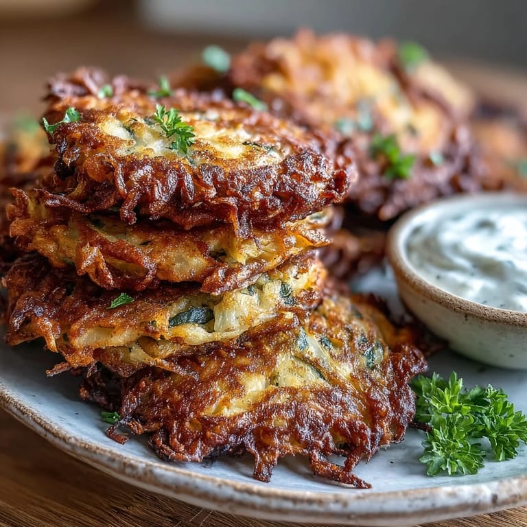 Close-up photo highlighting the texture of Cabbage Fritters With Dipping Sauce, featuring golden edges and fresh green herbs.