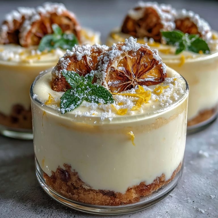 Refreshing lemon mousse dessert in individual cups, accented with berries and served alongside golden shortbread cookies.