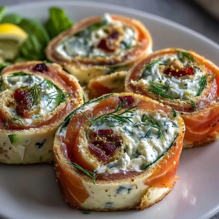 Elegant smoked salmon and cucumber cream cheese pinwheels, rolled in soft tortillas, perfect for parties.