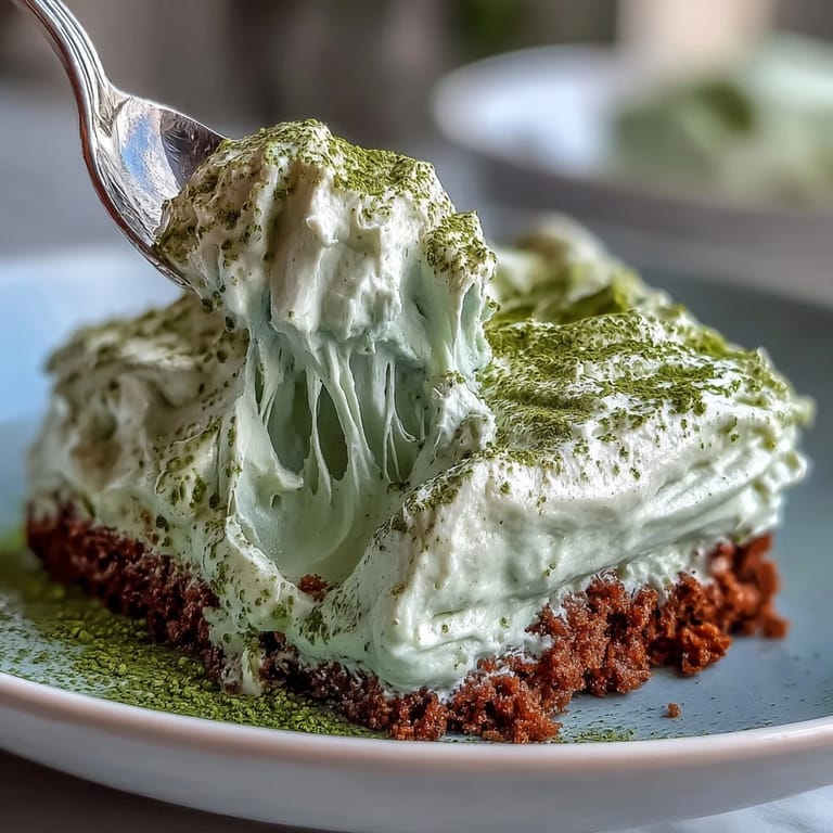 Close-up of layered Matcha Tiramisu, showcasing soaked ladyfingers and fluffy mascarpone.