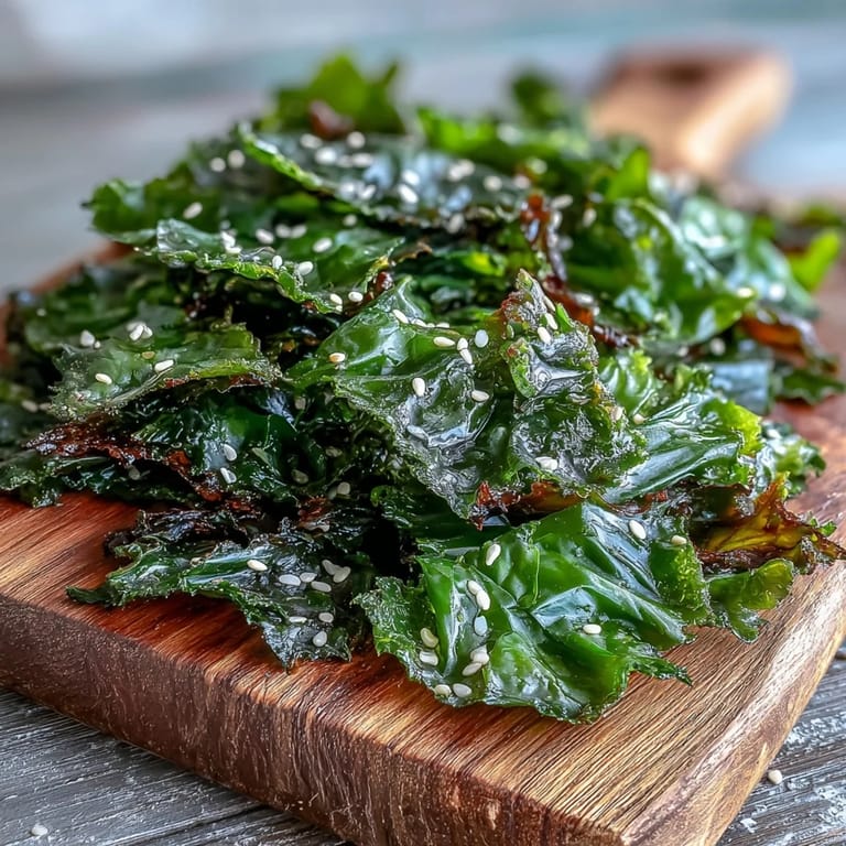 Savory seaweed snack chips, sprinkled with sesame seeds, ready for dipping.