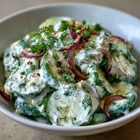 Creamy Cucumber Dill Salad with crisp cucumbers and tangy dill dressing, perfect for summer picnics and barbecues.  