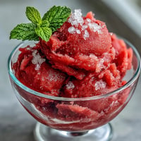 Vibrant Watermelon Sorbet (3 Ingredients) glistening, ready to scoop on a hot summer day.